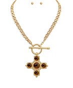 Layered Cross & Tortoise Necklace Set