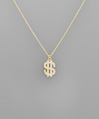 Crystal Dollar Sign Necklace