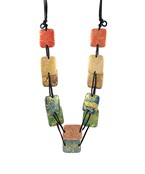 Layered Gold Square Wood Necklace