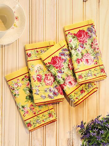 Cottage Rose Luncheon Napkin Set of 4