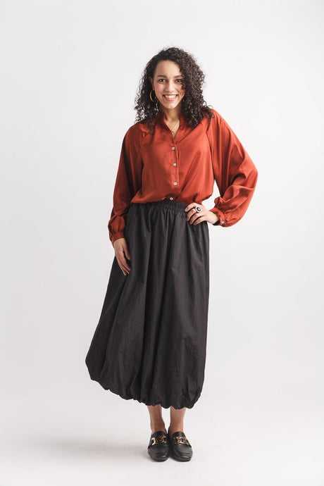 Bubble Hem Midi Skirt