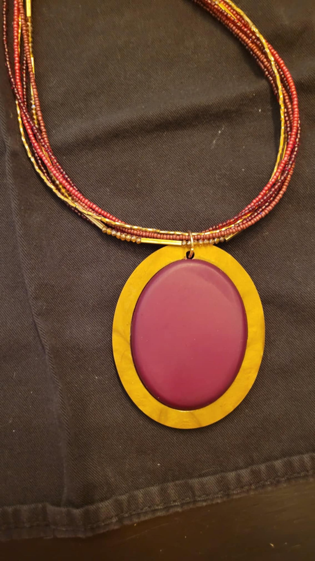 Wine Oval Necklace