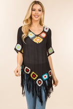 Load image into Gallery viewer, Crochet detailed Western Fringed Top