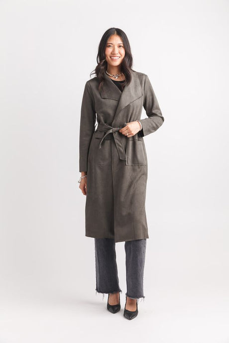 Faux Suede Drape Jacket