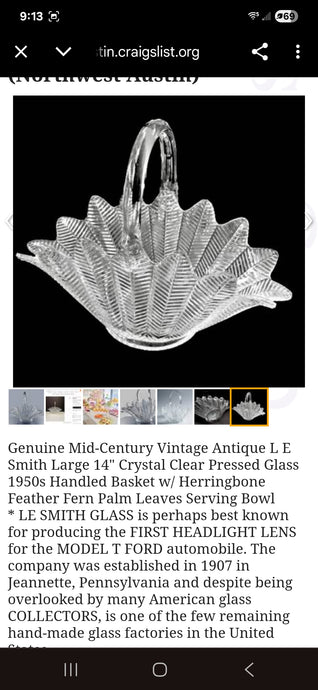 L.E.Smith Glass Basket