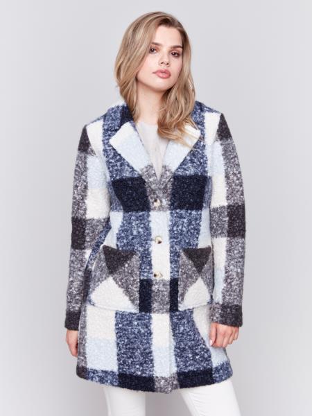 Plaid Boucle Knit Coat