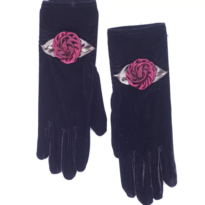 Velvet Rosette Gloves