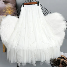 Load image into Gallery viewer, Beaded Mesh Pleated Skirt