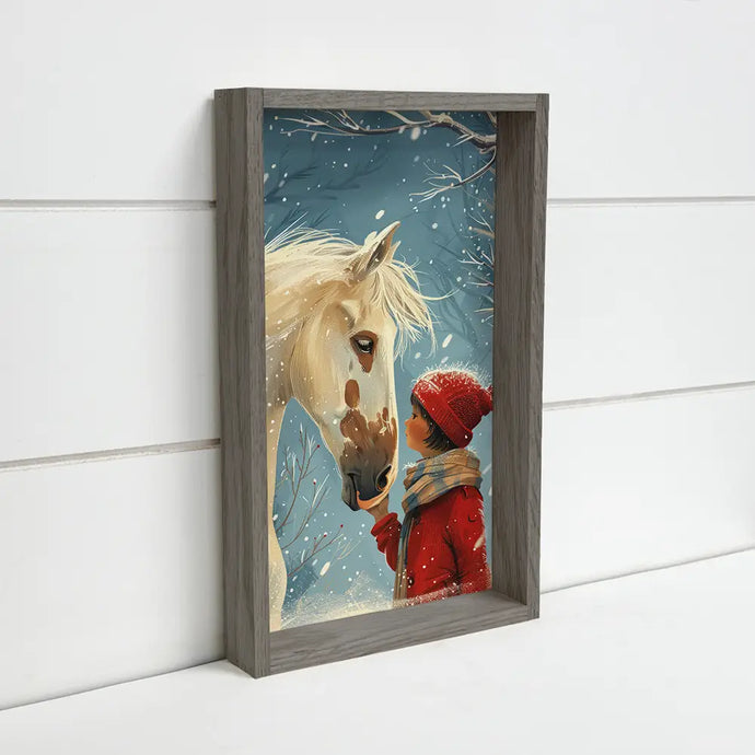 Snowy Horse and Girl 6x10
