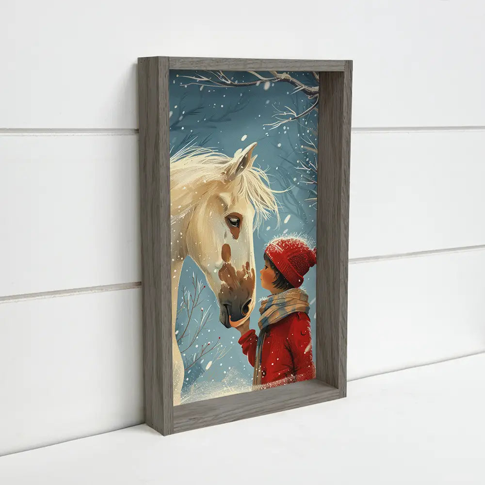 Snowy Horse and Girl 6x10
