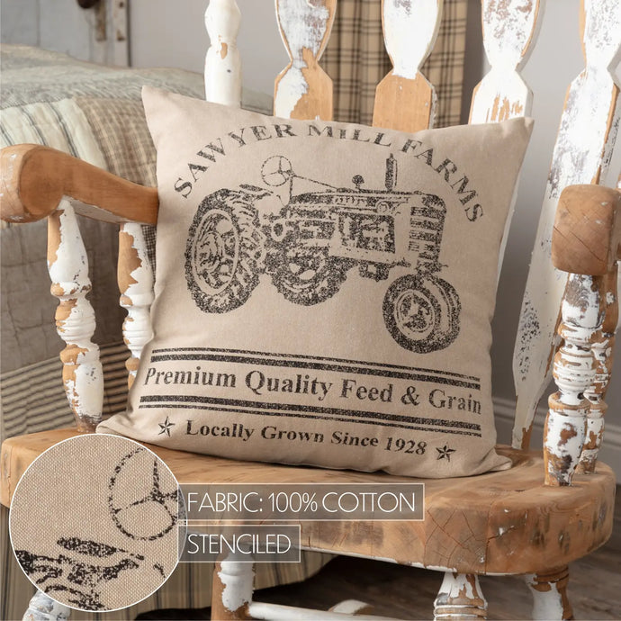 Sawyer Mill Charcoal Tractor Pillow