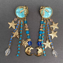 Load image into Gallery viewer, Vintage Star Moon Fringe Earrings