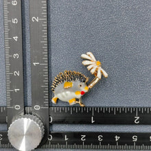 Load image into Gallery viewer, Hedgehog Under Enameled Daisies Brooch