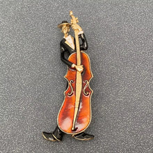 Load image into Gallery viewer, Enamel Musician Playing Cello Brooch