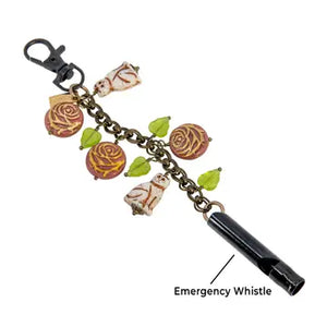 Purse Charm W Whistle: Cats in the Rose Garden Purse Charm