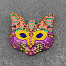 Load image into Gallery viewer, Rhinestone Enamel Cat Mask Brooch