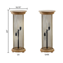 Load image into Gallery viewer, Mesh Metal and Mango Wood Pedestal Floor Lamp