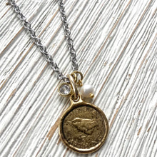 Load image into Gallery viewer, Farthing Coin Necklace England English Royal Jewelry Bird