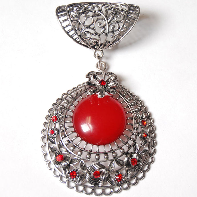 Silver Circle w/ Red Stone