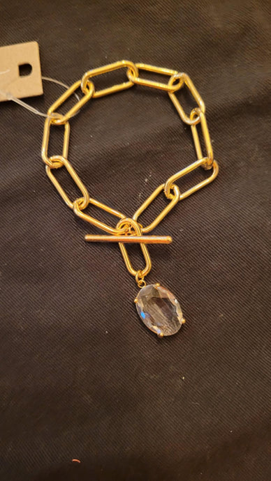 Cut Glass Gold Link Bracelet