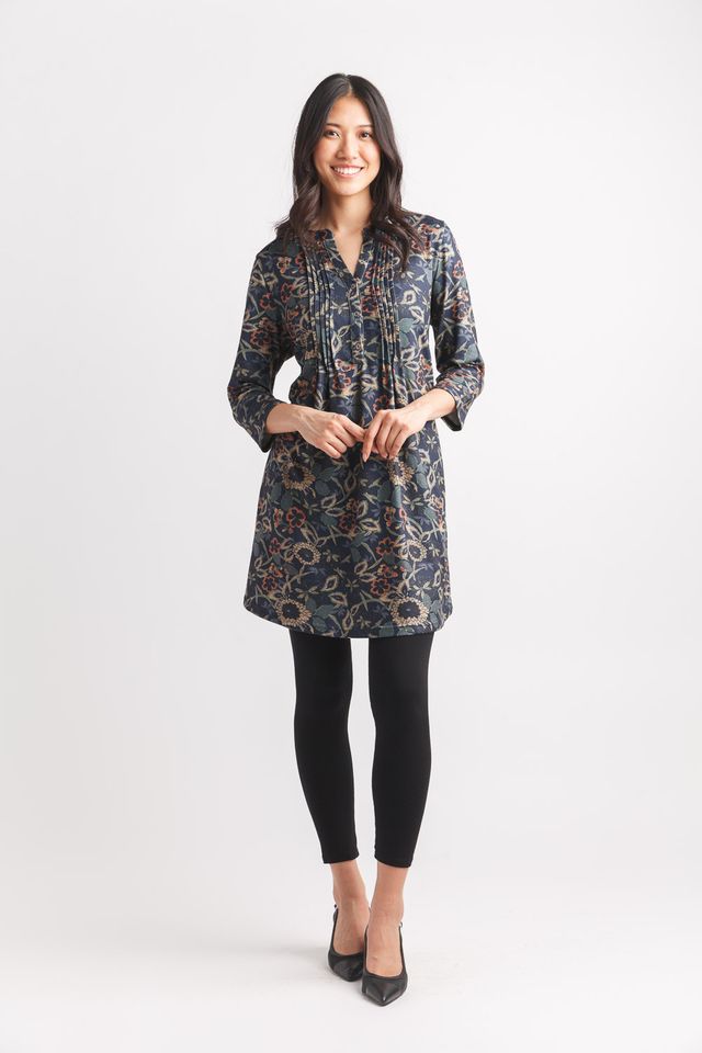 Pintuck Floral Tunic