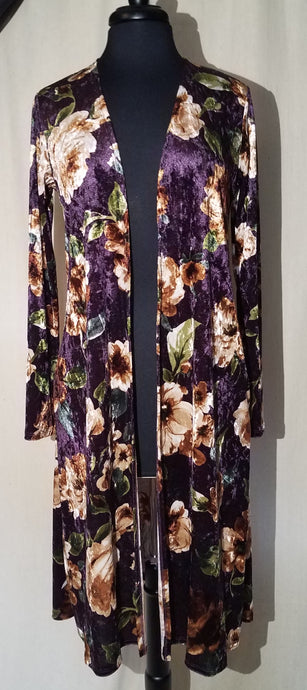 Velvety Purple Floral Duster