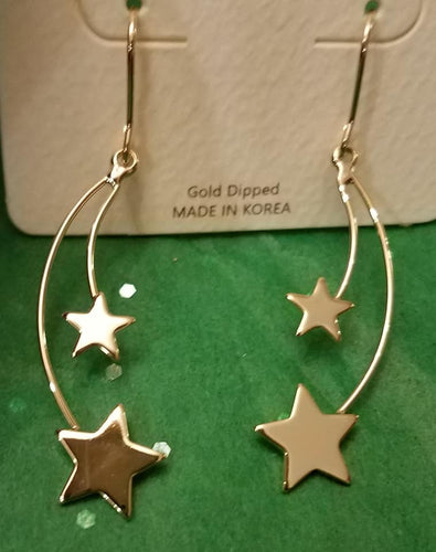 2 Star Curved Bar Earrings