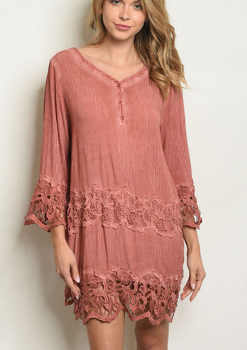 Crochet Trim Tunic Dress