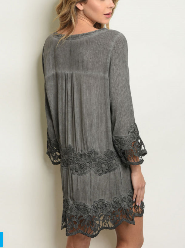 Crochet Trim Tunic Dress