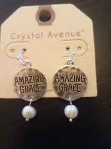 Amazing Grace Disc and Pearl Earrings