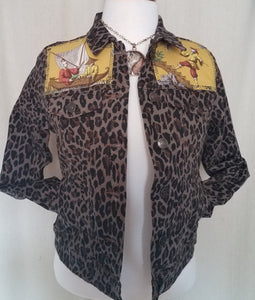 Grannys Exclusive Chintz Design Leopard Print Denim Jacket