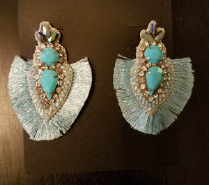 Beaded Marquise Tassel Earrings
