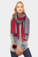 Load image into Gallery viewer, Bicolor PomPom Scarf Wrap
