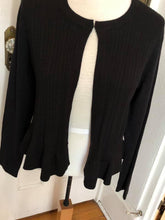 Load image into Gallery viewer, Cable Bolero Black Sweater with Ruffle Hem