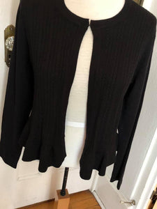 Cable Bolero Black Sweater with Ruffle Hem