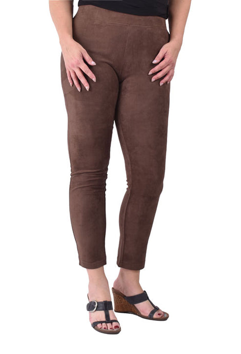 Ethyl Brown Poly Faux Suede Pants