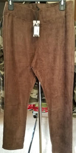 Ethyl Brown Poly Faux Suede Pants