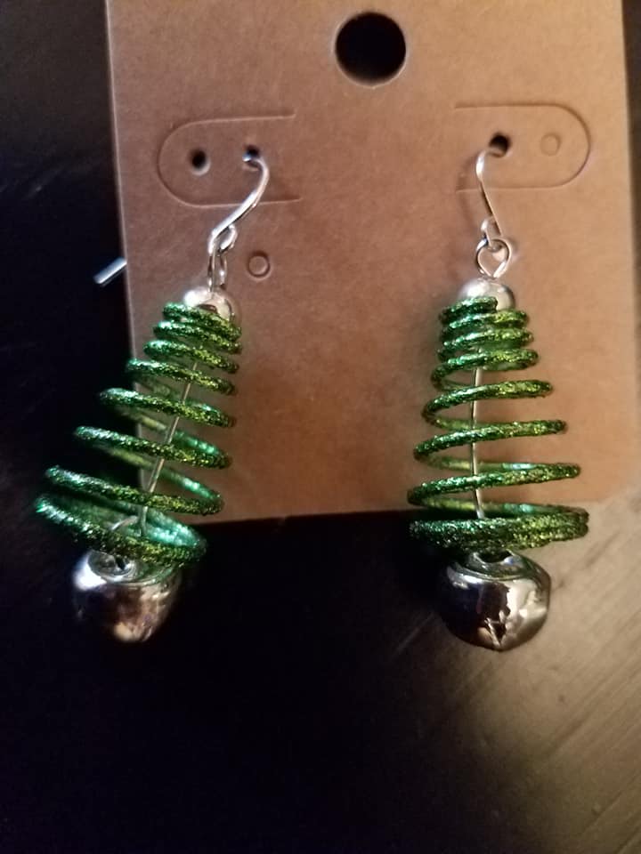 Christmas Coil Tree & Bell Earrings