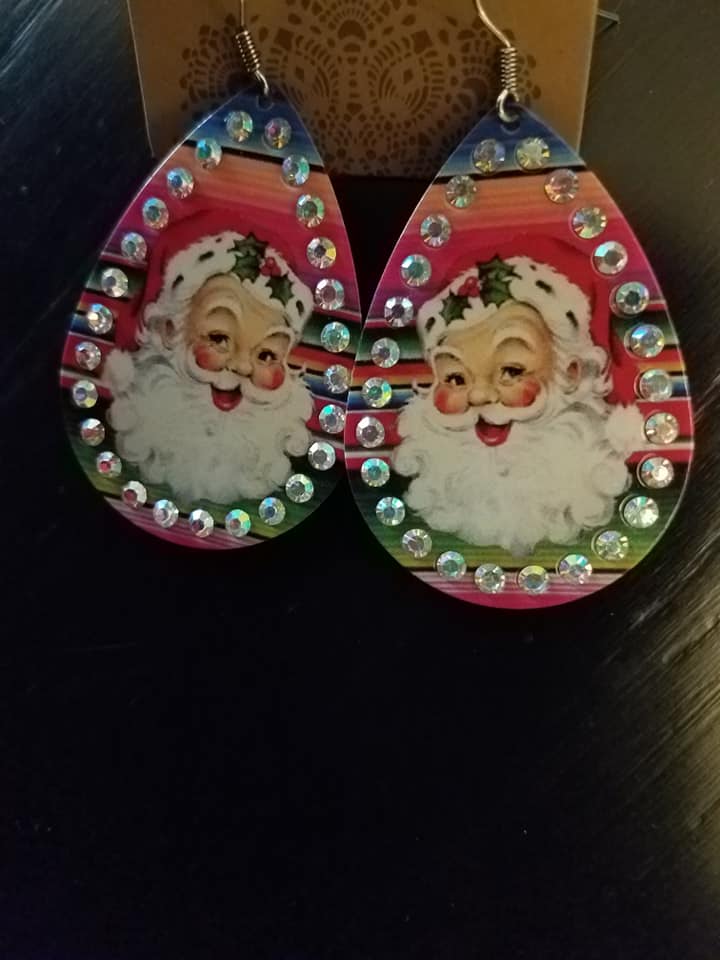 Christmas Tear Drop Earrings Vintage