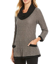Load image into Gallery viewer, Ali Miles Pucker Knit Tunic with Black Cowl