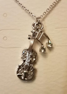 Crystal Music Pendant Necklace Violin