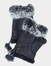 Load image into Gallery viewer, Faux Fur-Faux Suede Fingerless Glove