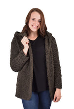 Load image into Gallery viewer, Ethyl Fuzzy Hoodie Cardigan in Navy or Olive