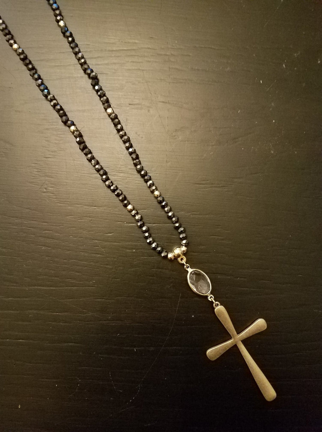 Cross Pendant Bead Necklace
