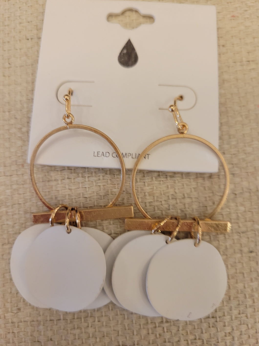 White DISC GOLD HOOPS