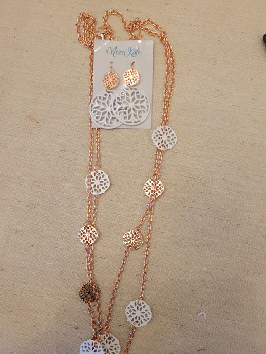 Copper And White Lacy Set