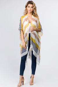 High-Low Stripe Design Kimono
