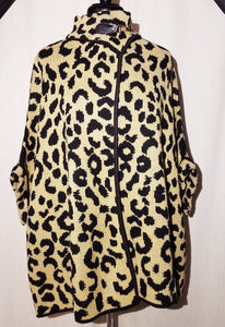 Leopard Knitted Cloak with Gold and Leather Latch Closure