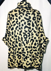 Leopard Knitted Cloak with Gold and Leather Latch Closure