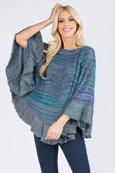 Ombre Scalloped Edge Pullover Knit